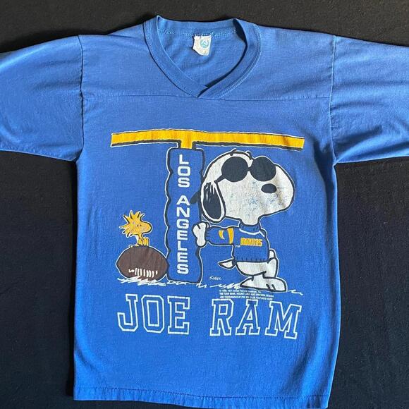 Tops - 80s Snoopy Joe Ram Los Angeles Rams Football Jersey Style Classic T Shirt